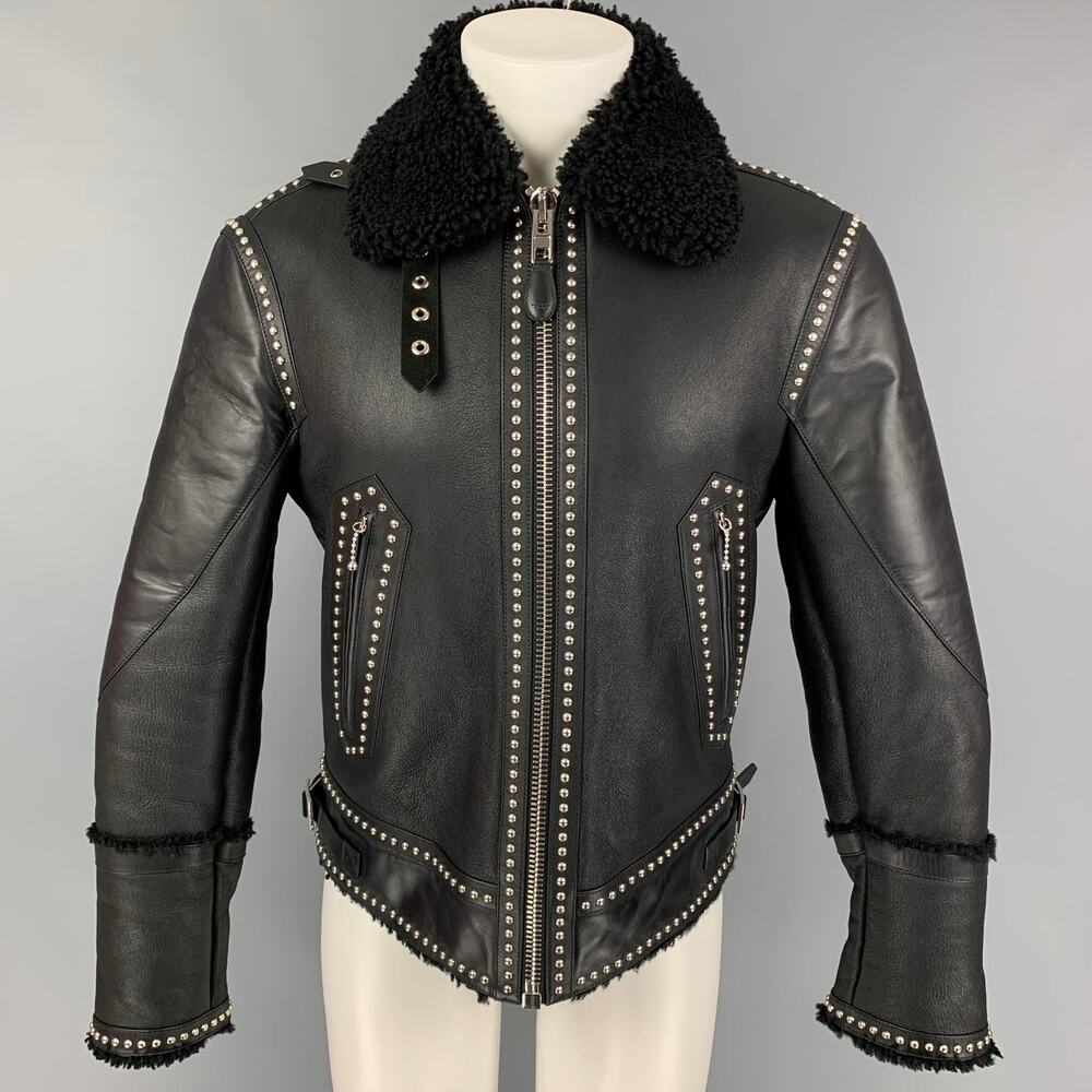 GIVENCHY by Ricardo Tisci FW 2017 38 Black Silver Studded Leather Blouson Jacket